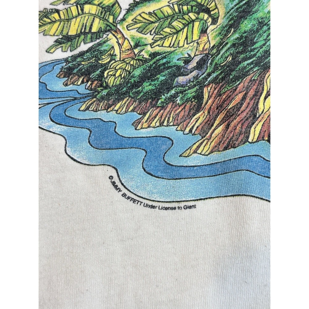 Vintage Jimmy Buffett Banana Wind 1997 Tour T Shirt Large White Giant Tag Band - Picture 6 of 16